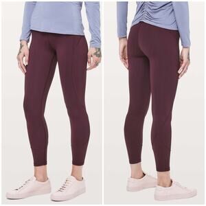 Lululemon In Movement 7/8 Tight Size 8 Everlux 25" Dark Adobe Red Gym Workout